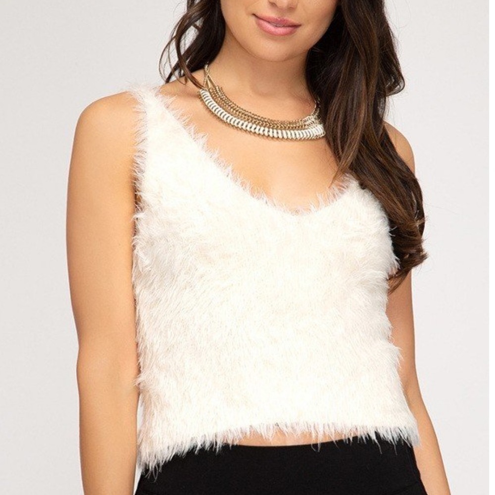 PEARL WHITE CROPPED TANK TOP - Picture 3 of 8